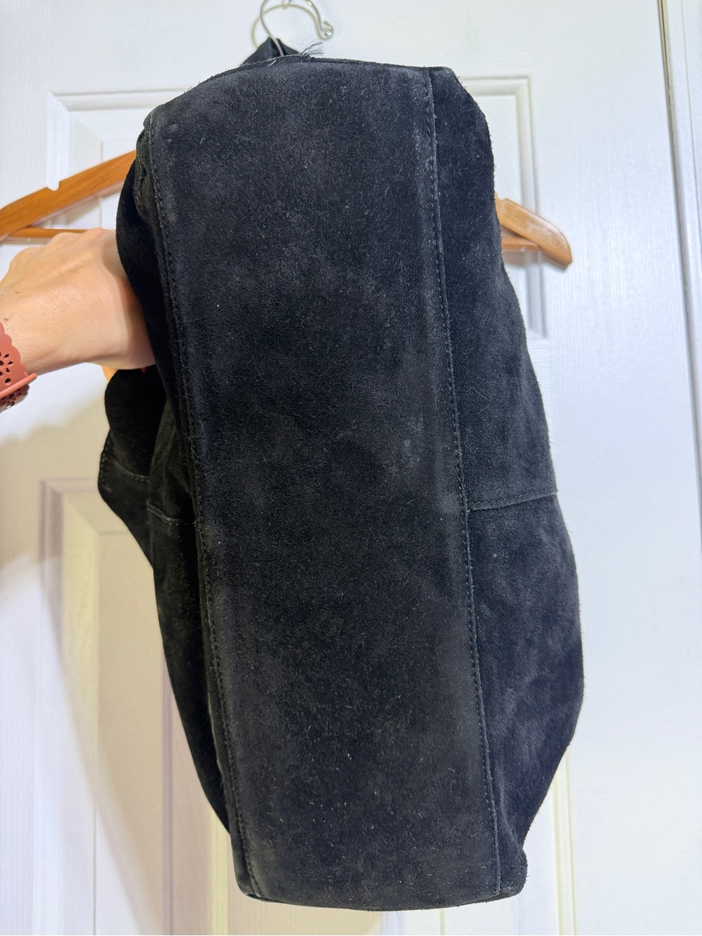 Free People black suede leather slouchy hobo boho tote shoulder bag - Picture 5 of 11